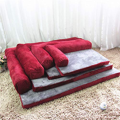 Fintass - Cama Grande para Perros, sofá, cojín para Mascotas, ortopédico, colchón para Perros, Lavable, con protección, Rojo, S.