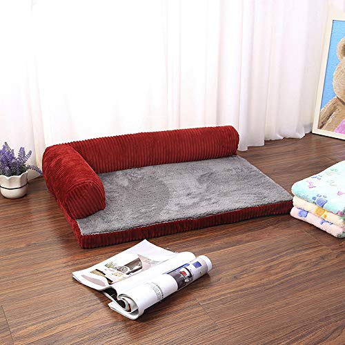 Fintass - Cama Grande para Perros, sofá, cojín para Mascotas, ortopédico, colchón para Perros, Lavable, con protección, Rojo, S.