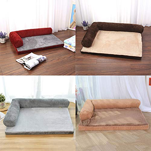 Fintass - Cama Grande para Perros, sofá, cojín para Mascotas, ortopédico, colchón para Perros, Lavable, con protección, Rojo, S.