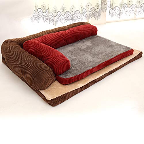 Fintass - Cama Grande para Perros, sofá, cojín para Mascotas, ortopédico, colchón para Perros, Lavable, con protección, Rojo, S.