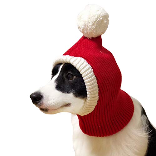 FLAdorepet - Gorro de Navidad para Perro, Disfraz para Perro Grande y Mediano, cálido, para Invierno, Sombrero, Cuello y Oreja, Protector de Diadema para Golden Retriever Labrador