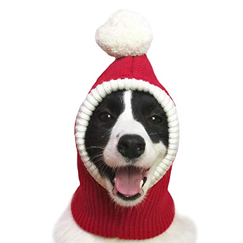 FLAdorepet - Gorro de Navidad para Perro, Disfraz para Perro Grande y Mediano, cálido, para Invierno, Sombrero, Cuello y Oreja, Protector de Diadema para Golden Retriever Labrador