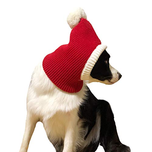 FLAdorepet - Gorro de Navidad para Perro, Disfraz para Perro Grande y Mediano, cálido, para Invierno, Sombrero, Cuello y Oreja, Protector de Diadema para Golden Retriever Labrador