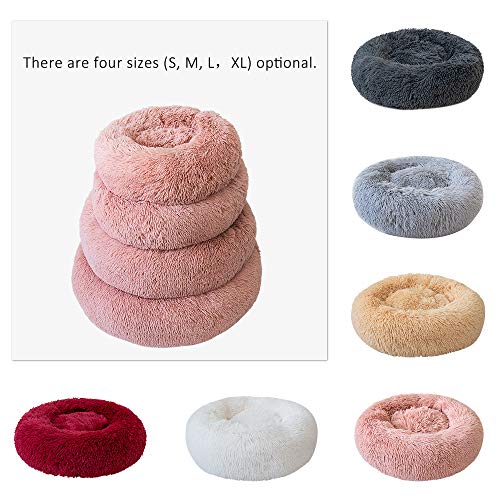 Galapara Cama para Mascotas Deluxe Plush Redonda de Pelo Nido de Donut con Cojín Perro Invierno Portátil Cálido Suave y cómodo Perrera Profundo para Mascotas Gatos y Perros Pequeños