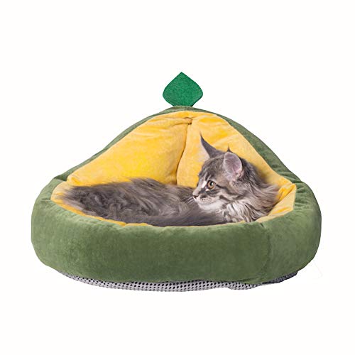 GBY - Cama para Mascotas con Forma de Nido de Aguacate para Gatos, Alfombra Desmontable de Invierno cálida caseta Ultra pequeña, Apta para Perros pequeños y Gatos, 48 x 45 x 30 cm, Color Verde