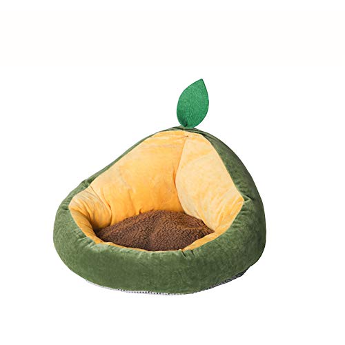 GBY - Cama para Mascotas con Forma de Nido de Aguacate para Gatos, Alfombra Desmontable de Invierno cálida caseta Ultra pequeña, Apta para Perros pequeños y Gatos, 48 x 45 x 30 cm, Color Verde