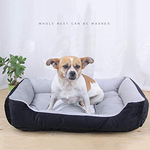 GODGETS Cama para Perros, Perro Gato Mascota Colchón Lavable Almohada Cojín Suave y Cálida Cama de Algodón PP con Parte Inferior Antideslizante para Perro Grande,Black Grey,45 * 30 * 15CM(Pet<1.5KG)