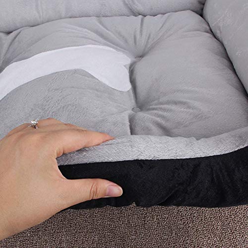 GODGETS Cama para Perros, Perro Gato Mascota Colchón Lavable Almohada Cojín Suave y Cálida Cama de Algodón PP con Parte Inferior Antideslizante para Perro Grande,Black Grey,45 * 30 * 15CM(Pet<1.5KG)