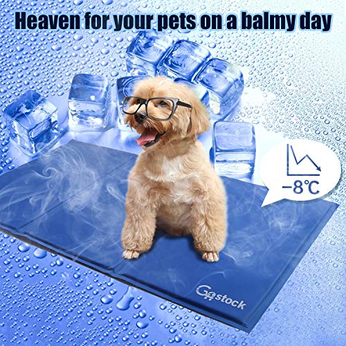 GoStock Pet Cool Mat Estera de Enfriamiento para Mascotas Estera de Enfriamiento para Perros y Gatos Alfombra de Hielo para Mascotas Estera para Mascotas para Jaulas, Casetas y Camas (90 * 50 cm)