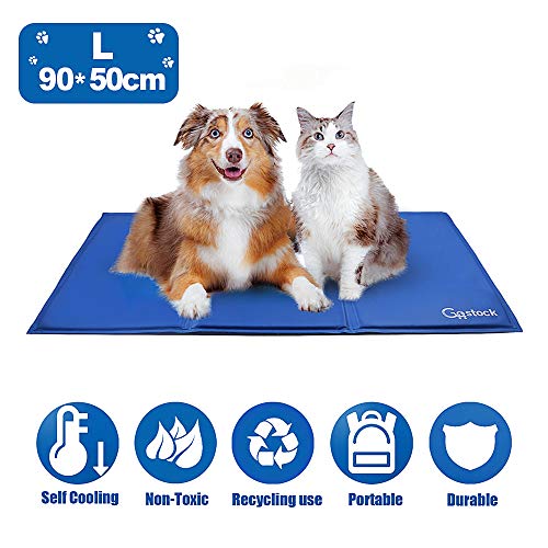 GoStock Pet Cool Mat Estera de Enfriamiento para Mascotas Estera de Enfriamiento para Perros y Gatos Alfombra de Hielo para Mascotas Estera para Mascotas para Jaulas, Casetas y Camas (90 * 50 cm)