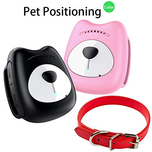 GPS Rastreador de Mascotas Perro Collar GPS Dispositivos Smart Anti-Perdida Localización Tractive Tracker en Tiempo Real Impermeable Adecuado para Perros y Gatos,Black