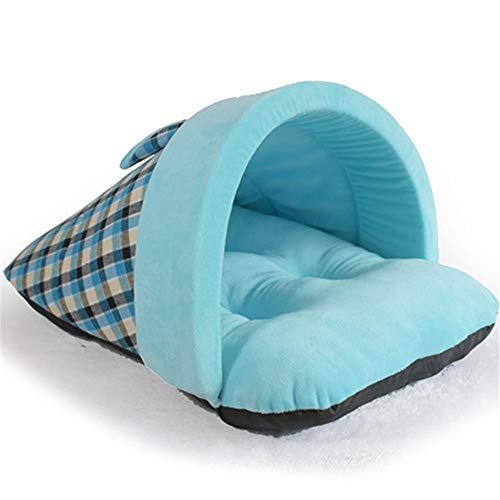 GYK Boutique Cama para Mascotas, Zapatillas de Estilo inglés para Mascotas, Cuadros Azules, M