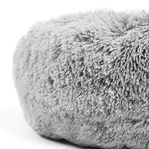 HahaGo Mascota Cama Felpa Suave Redondo Gato Dormido Saco de Dormir Profundo Almohada de Felpa Cojín Suave Fossa para Gatos Perros(Gris)(60cm/23,62 Pulgadas)