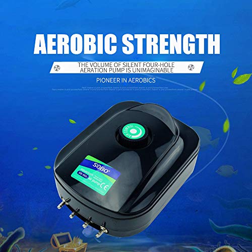 Haihuic 12W 980 litros/Hora Potente Bomba de Aire para Acuario de Cuatro Salidas, Bomba de Aire Ajustable para Tanque de Peces silencioso, burbujeador de aireador de oxígeno