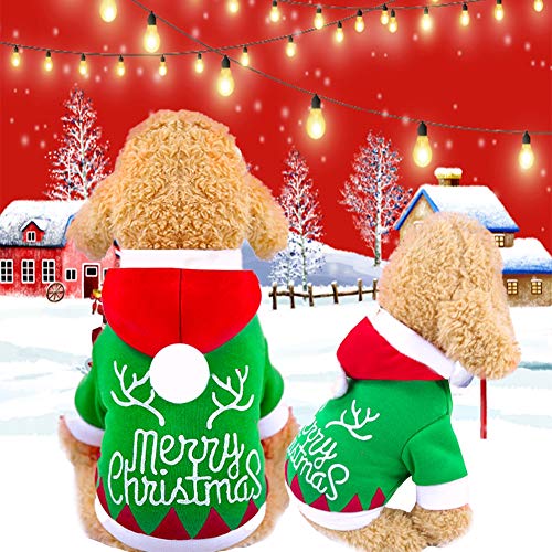 Handfly Mascota Perro Gato Ropa de Navidad Traje de Perro de Navidad Trajes de Gato Sudaderas con Capucha para Perros Suéter para Perro Abrigo de Invierno para Mascotas Ropa para Perros pequeños