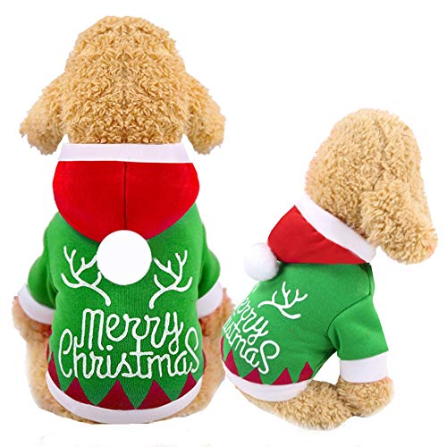 Handfly Mascota Perro Gato Ropa de Navidad Traje de Perro de Navidad Trajes de Gato Sudaderas con Capucha para Perros Suéter para Perro Abrigo de Invierno para Mascotas Ropa para Perros pequeños