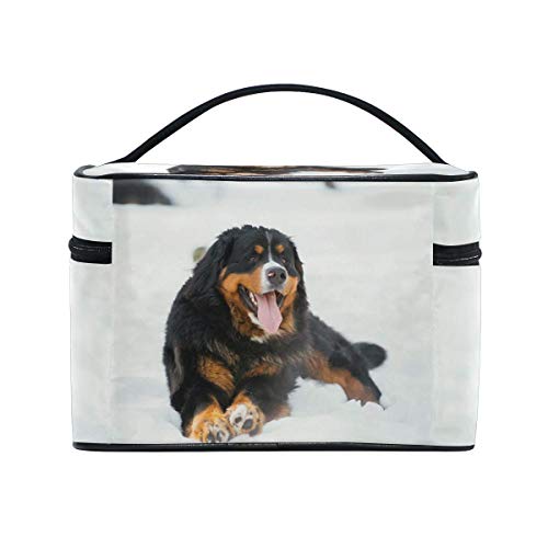 Happy Bernese Mountain Dog - Neceser de maquillaje (tamaño grande), diseño de perro de montaña