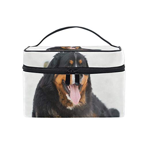 Happy Bernese Mountain Dog - Neceser de maquillaje (tamaño grande), diseño de perro de montaña