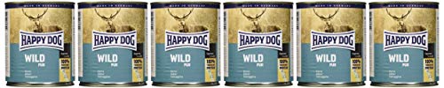 Happy Dog - Juego de Comida para Perro mojada, 800 g, Venison, Paquete de 6