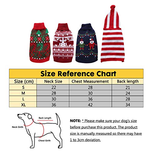 Hengu Jersey de Algodón de Punto de Navidad para Perros Gatos, Prendas de Punto Disfraz Sudadera Capucha Chaqueta Equipo Ropa Lindas para Cachorro Perro Mascota Pequeño Invierno Cálido