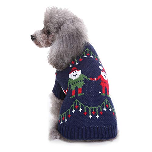 Hengu Jersey de Algodón de Punto de Navidad para Perros Gatos, Prendas de Punto Disfraz Sudadera Capucha Chaqueta Equipo Ropa Lindas para Cachorro Perro Mascota Pequeño Invierno Cálido