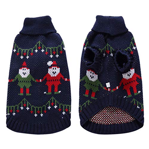 Hengu Jersey de Algodón de Punto de Navidad para Perros Gatos, Prendas de Punto Disfraz Sudadera Capucha Chaqueta Equipo Ropa Lindas para Cachorro Perro Mascota Pequeño Invierno Cálido