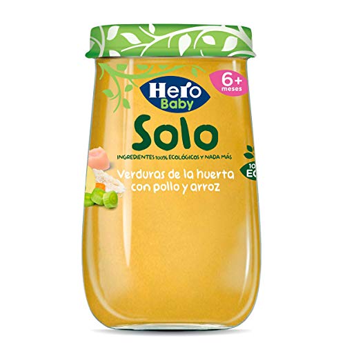 Hero Baby Solo Verduras de la Huerta con Pollo y Arroz Tarrito Ecológico para Bebés a partir de 6 meses Pack de 12 x 190 g