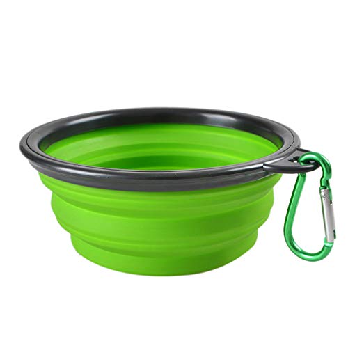 Hh001 Viaje Plástico Plegable Mascotas Tazón Comida Agua Alimentación BPA Plato de Taza Plegable Gratis para Perros Gato (Color : Green)