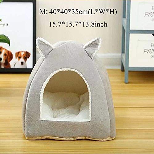 Hi-Hins Cama para Gatos de Apertura portátil Suave, Cat Cozy Condo Pet Cube, Cat House Pet Bed, Cat Cave Bed, cálido, Duradero y fácil de Limpiar, fácil de Plegar y almacenar, Gris,M