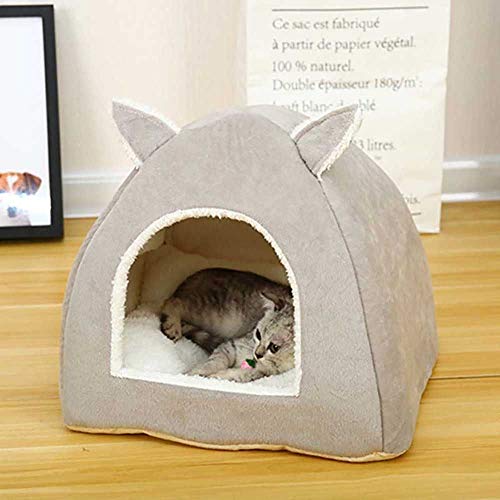 Hi-Hins Cama para Gatos de Apertura portátil Suave, Cat Cozy Condo Pet Cube, Cat House Pet Bed, Cat Cave Bed, cálido, Duradero y fácil de Limpiar, fácil de Plegar y almacenar, Gris,M