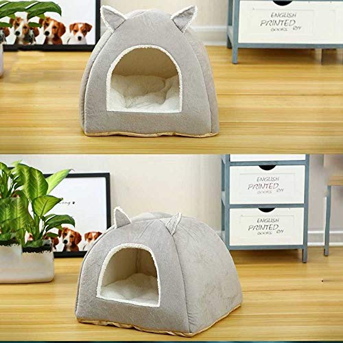 Hi-Hins Cama para Gatos de Apertura portátil Suave, Cat Cozy Condo Pet Cube, Cat House Pet Bed, Cat Cave Bed, cálido, Duradero y fácil de Limpiar, fácil de Plegar y almacenar, Gris,M