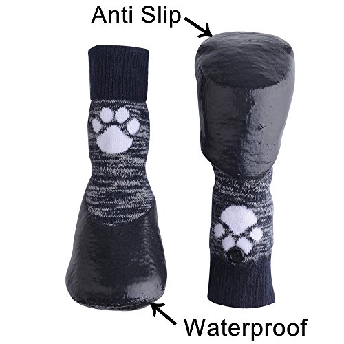 HOMIMP Calcetines Antideslizantes para Perro con Correas de Control de Tracción, Impermeables, Protector de Huellas