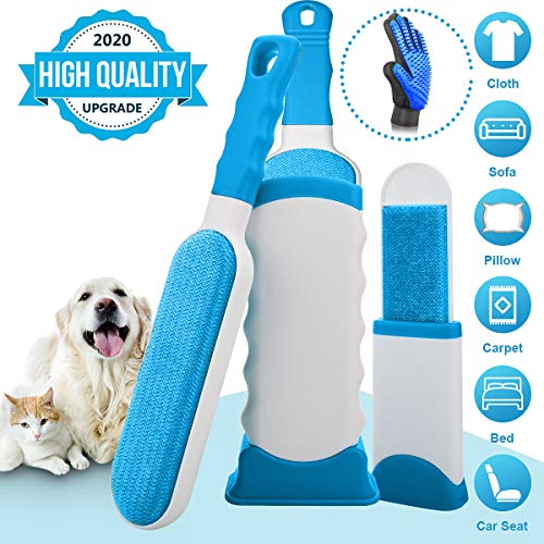 Hook Cepillo Quitapelos, Quitapelos Mascotas, Quita Pelos Gato Quitapelos Gato Depilador de Perros y Gatos, para Ropa, Muebles, Coche, Sofá, Alfombras, 1 x Cepillo para Guantes (Azul)