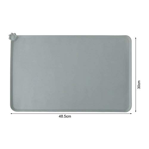 Hosaire 1x Pet Food Mat Tazón Impermeable no tóxico Tapetes para Comer para Perros o Gatos Antideslizante Gatito de Mantel Alfombra Práctico Protector de Suelo Size 48.5 * 30 * 0.5CM (Gris)