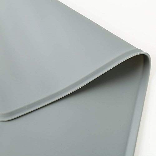 Hosaire 1x Pet Food Mat Tazón Impermeable no tóxico Tapetes para Comer para Perros o Gatos Antideslizante Gatito de Mantel Alfombra Práctico Protector de Suelo Size 48.5 * 30 * 0.5CM (Gris)