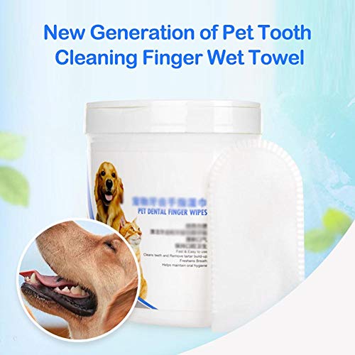 Hualieli Pet Finger Wipes 50 Unids Toallitas Dentales para Perros Y Gatos Extracción De Toallitas De Dedo para Cálculo Eliminación De Sarro Y Respiración Refrescante Toallitas De Aire Transferibles