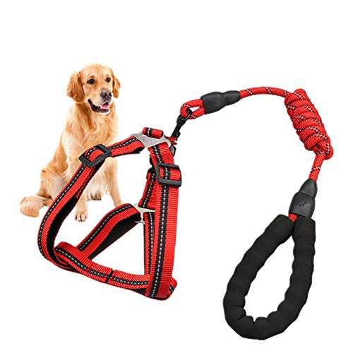 HuaXX Arnes Antitirones Perro Correas para Perros No Pull Harness For Dogs Slip Lead For Dogs Dog Training Lead Dog Collars and Leads For Medium Dogs Red,m