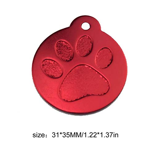 Huella de aleación de Aluminio Etiqueta para Mascotas Tarjeta de Identidad de arnés de Perro Encantador Tarjeta de Marco antipérdida Accesorios para Mascotas Lindos Rojo (Color: Rojo)