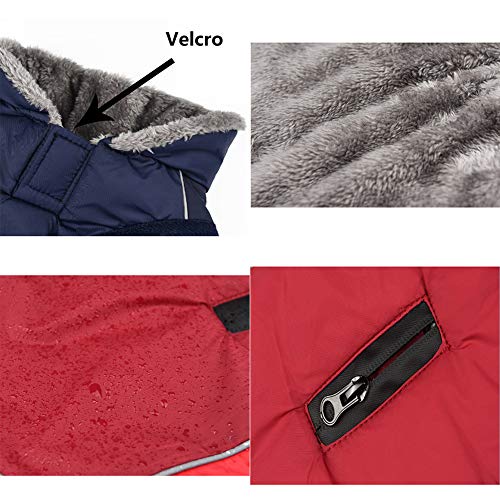 Huiit Abrigo Chaqueta para Perro Caliente para Mascotas Chaqueta Chubasquero Impermeable De Invierno Cazadora Perro con Forro Polar Ropa para Perro,Gris,L