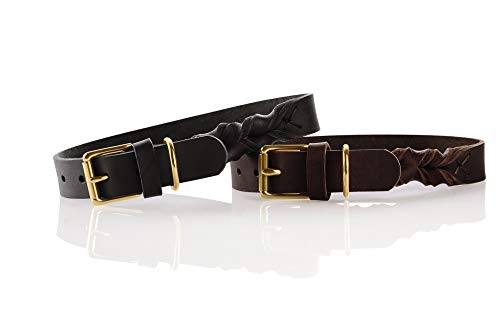 HUNTER 66850 Sansibar Solid Collar para Perros, de Piel, Trenzado, Robusto, Elegante, 65, Color Negro