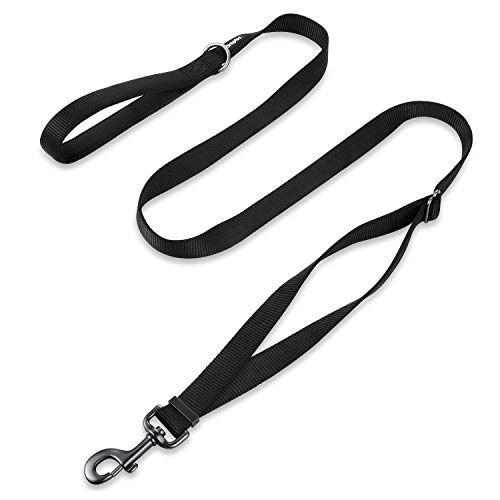 Hyhug Correa de Longitud Ajustable con Nylon Duradero y manija Forrada de Neopreno súper Suave para Perros Uso Diario para Caminar y Entrenamiento Profesional (Ajustable Pequeño S, Negro)