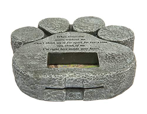 Hyindoor Lápida de Perro en Memoria de Mascota con Marco de Foto Piedra Sepulcral Conmemorativa de Forma de la Pata para Perros y Gatos