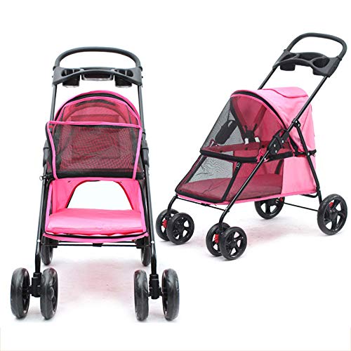 HYMY Cochecito para Mascotas Mascotas Buggy Cochecito Portátil, Plegable, para Pasear De Viaje para Perros Pequeño Carrito,Pink