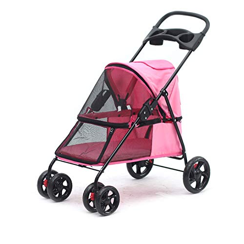 HYMY Cochecito para Mascotas Mascotas Buggy Cochecito Portátil, Plegable, para Pasear De Viaje para Perros Pequeño Carrito,Pink