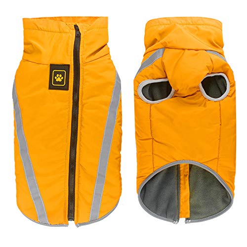 Idepet Impermeable Abrigo para perros Chaqueta abrigadora de invierno, Ropa impermeable para perros al aire libre Traje Chaleco para perros pequeños medianos grandes con orificio para arnés