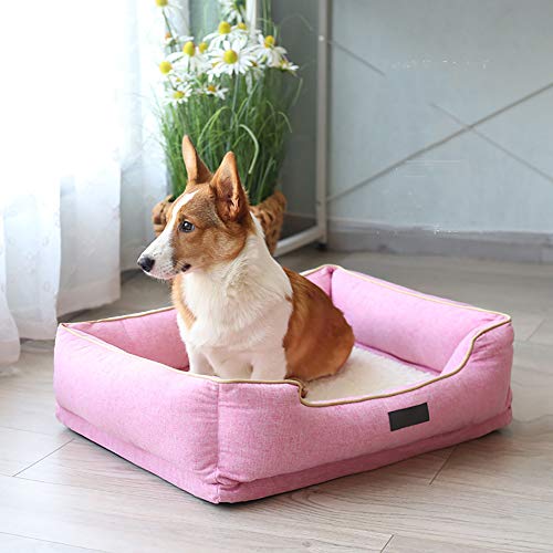 IKEA Cama para Mascotas | Sofá de Felpa de Piel sintética y Gamuza Estilo Tradicional sofá Cama para Mascotas con Funda Protectora extraíble para Perros y Gatos-Grey-M