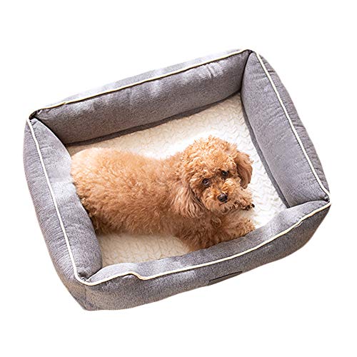 IKEA Cama para Mascotas | Sofá de Felpa de Piel sintética y Gamuza Estilo Tradicional sofá Cama para Mascotas con Funda Protectora extraíble para Perros y Gatos-Grey-M