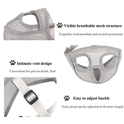 ILEPARK Bozal para Perros de Hocico Corto, Bozal Anti-Mordiscos y Ladridos, Máscara para Perros (L,Gris)