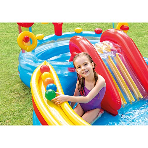 Intex 57453NP - Centro juegos hinchable arcoiris 297 x 193 x 135 cm, 206 y 175 litros