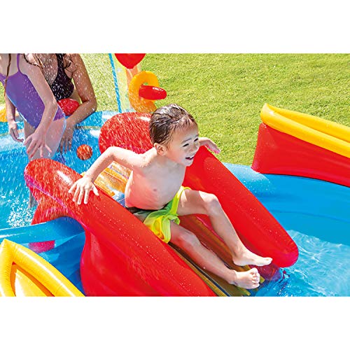 Intex 57453NP - Centro juegos hinchable arcoiris 297 x 193 x 135 cm, 206 y 175 litros